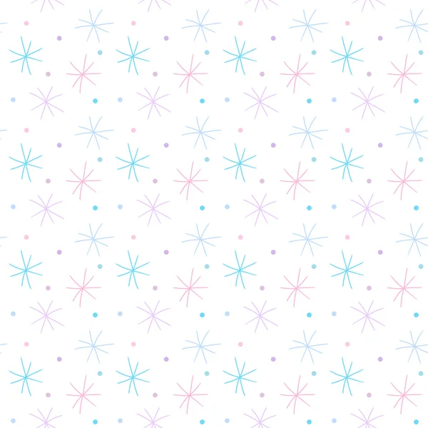 Vector seamless pattern with color snowflakes on a white background — Stock Vector