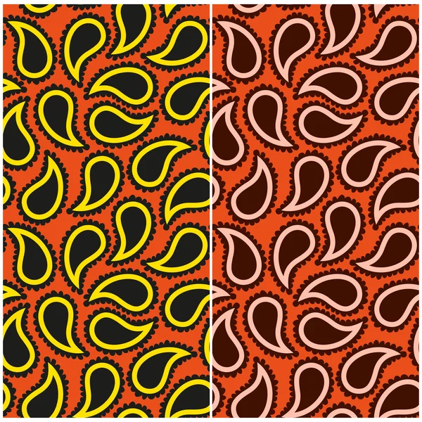 Ensemble de motifs abstraits sans couture avec des éléments décoratifs sur un fond rouge. Vecteur eps 10 . — Image vectorielle