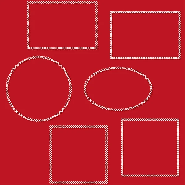 Набор изолированных декоративных белых рам на красном фоне. Вектор EPS 10 . — стоковый вектор