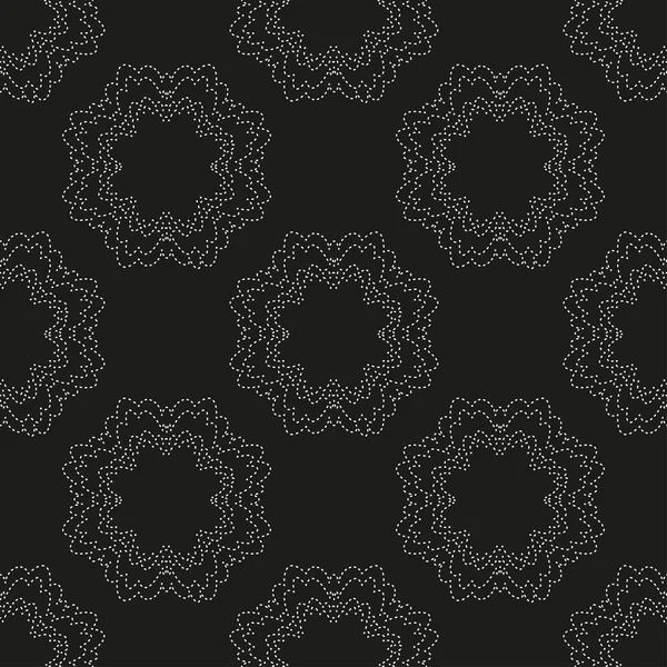 Abstract seamless pattern with dotty flowers in black and white. Vector eps 10. — Stock Vector