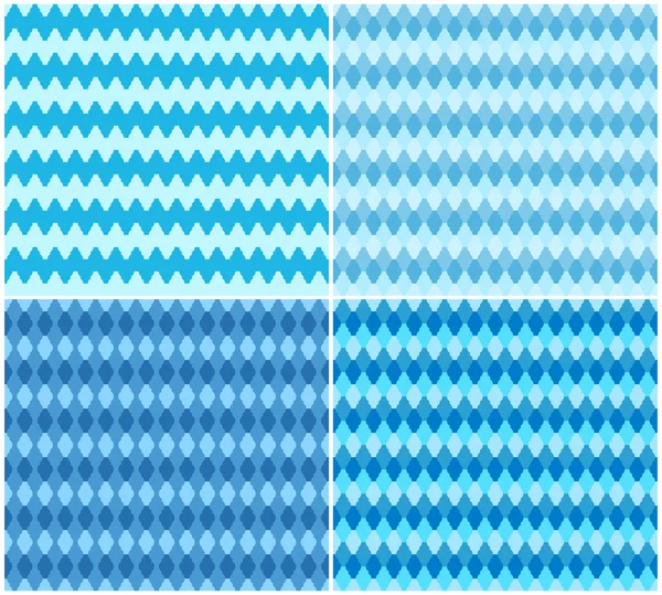 Set of bright seamless textures in shades of blue. Vector eps 10. — Stock Vector