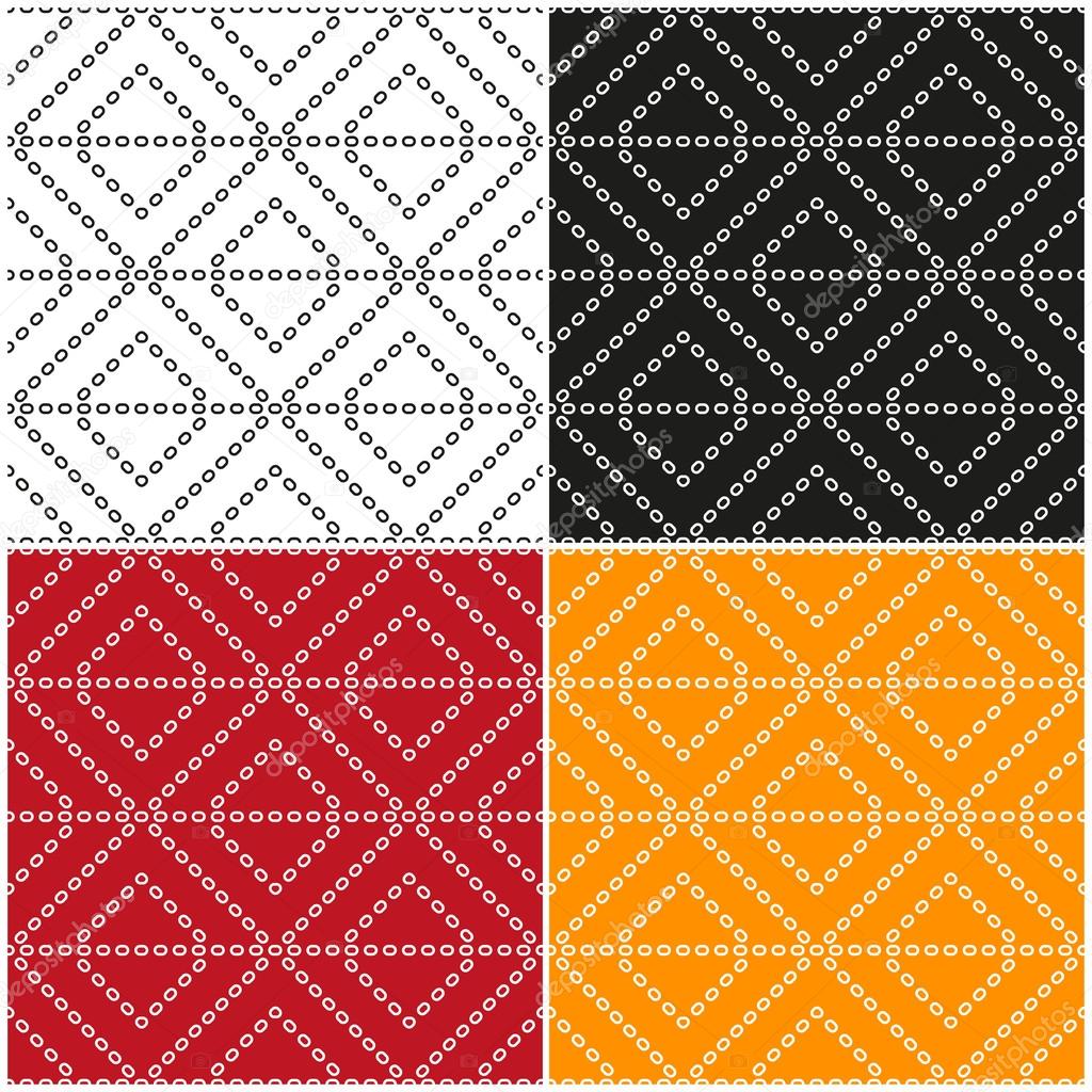 Set of abstract patterns of the rings on a white, black, red and orange backgrounds. Vector eps 10