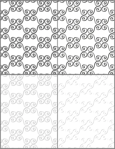 Set of light vintage seamless patterns in black and white and grayscale. Vector eps 10. — Stock Vector