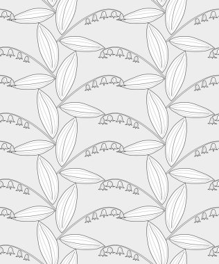 Sorunsuz siyah beyaz kalem desen lilyum vadi üzerinde gri bir arka plan ile. Vektör eps 10.