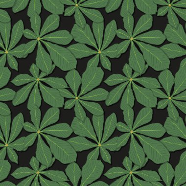 Yeşil kestane koyu seamless modeli siyah bir arka plan üzerine bırakır. Vektör eps 10.