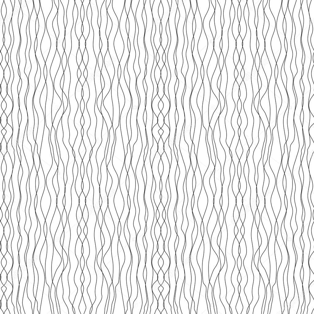 Abstract black and white seamless pattern of wavy lines on a white background. Vector eps 10.