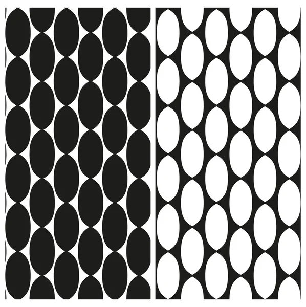 Set of abstract black and white seamless patterns of links of chain. Vector eps 10. — Stock Vector