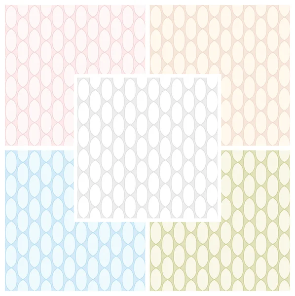 Set of abstract seamless patterns of links of chain in pastel colors. Vector eps 10. — Stok Vektör