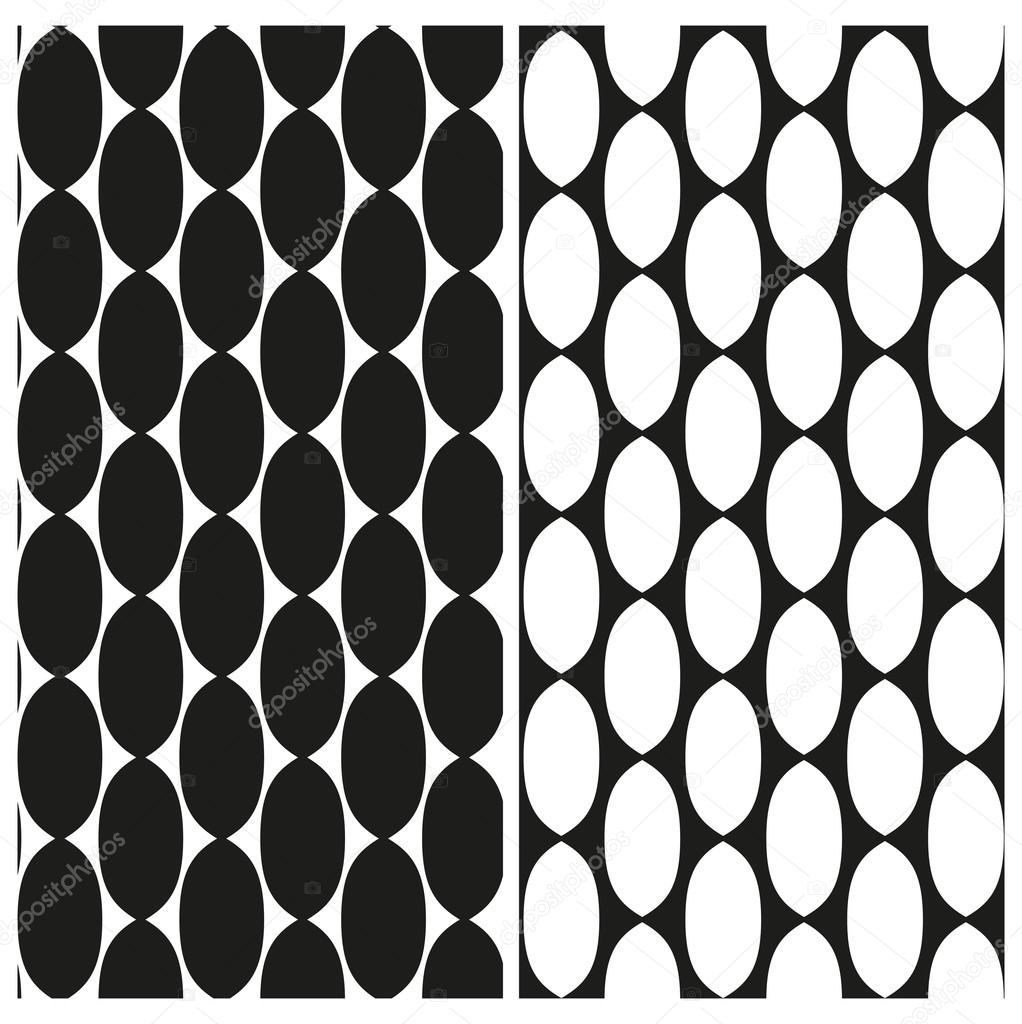 Set of abstract black and white seamless patterns of links of chain. Vector eps 10.