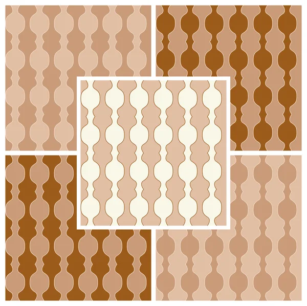 Uppsättning abstrakta sömlösa mönster i bruna färger. Vektor eps 10. — Stock vektor