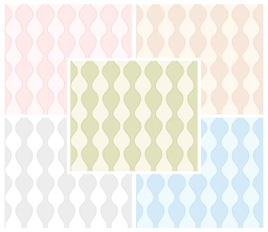 Pastel renklerde dalgalı çizgili soyut Dikişsiz desen ayarlayın. Vektör eps 10