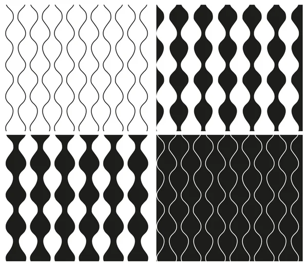 Conjunto de patrones abstractos en blanco y negro sin costuras con líneas onduladas y rayas onduladas. Vector eps 10 . Ilustración De Stock