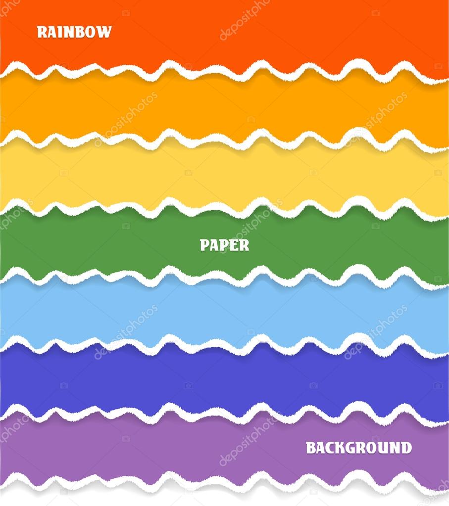 Rainbow set of paper backgrounds with torn edges with place for your text. Vector eps 10.