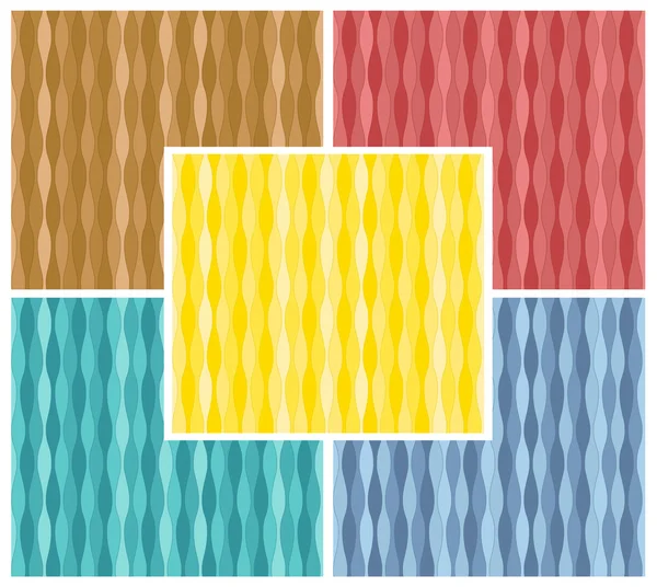 Uppsättning abstrakta färgglada sömlösa texturer av smidig vågiga ränder i olika färger. Vektor eps 10. — Stock vektor