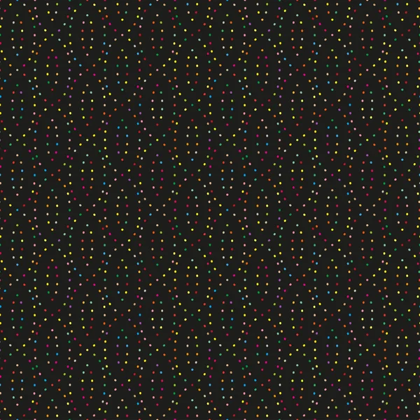 Abstract motley seamless pattern with dotted ovals on a black background. Vector eps 10. — Stock Vector