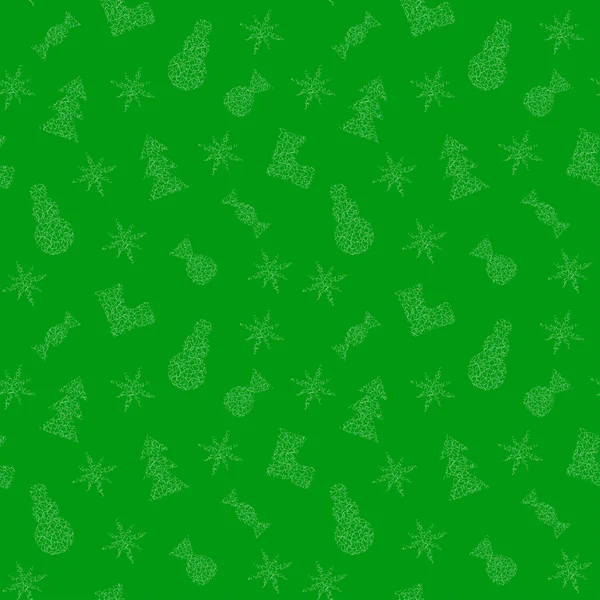 Vector jul seamless mönster på en grön bakgrund. Vektor eps 10. — Stock vektor