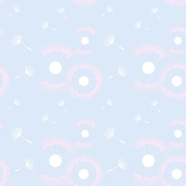 ベクトル青の背景にタンポポを吹くと光のシームレスなパターン。Eps 10. — ストックベクタ