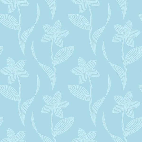 Vector pastel seamless pattern with abstract striped flowers in gray blue. Eps 10. — Stock Vector