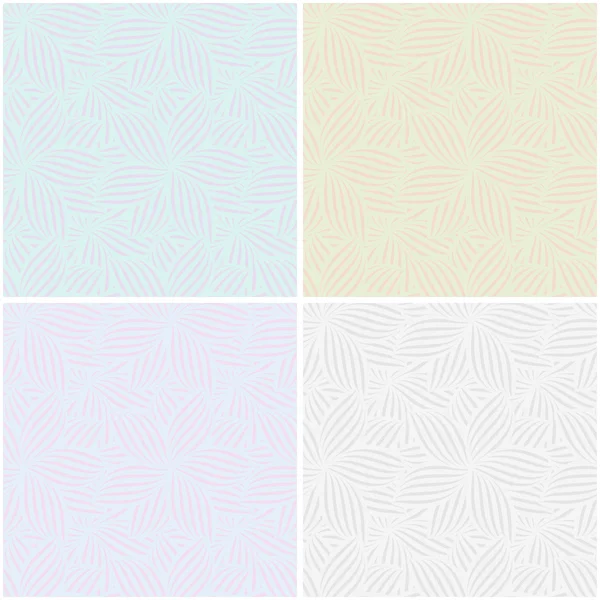 Vektor-Set aus pastellfarbenen, nahtlosen Mustern mit abstrakten gestreiften Blumen in verschiedenen Farben. Folge 10. — Stockvektor