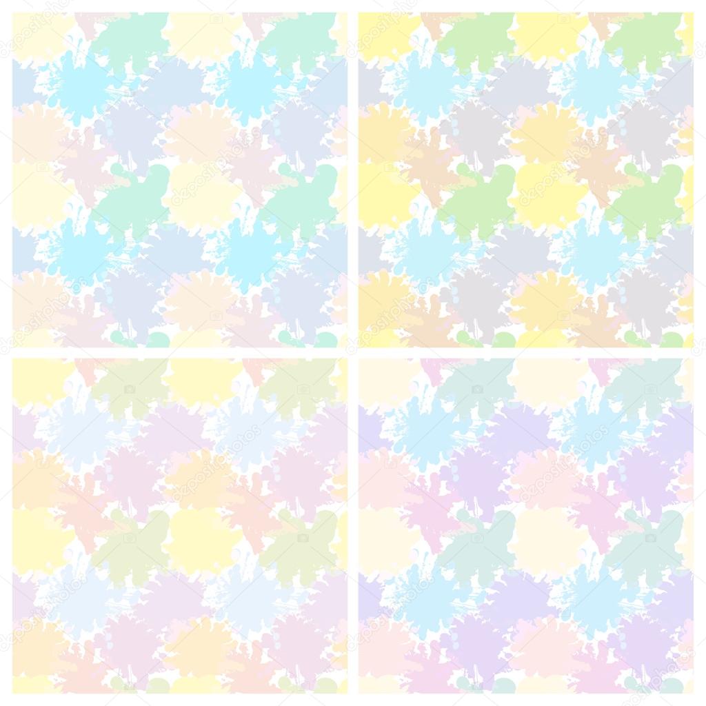 Set of seamless patterns of blots in pastel colors. Vector eps 10.