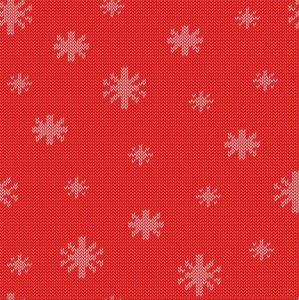 Christmas seamless knitted pattern with snowflakes in red and white. vector eps 10. — Stock Vector