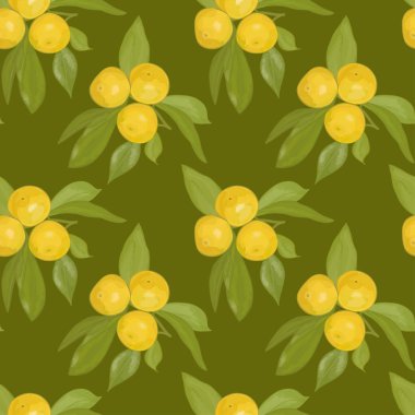 Şube koyu yeşil zemin üzerine mandalina ile Seamless bulanık modeli. EPS 10.