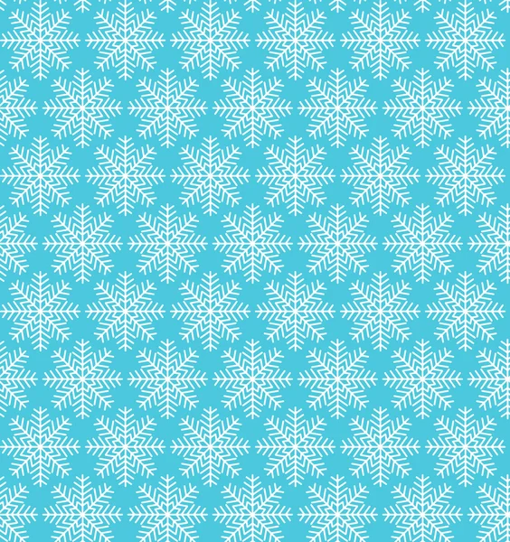 Vector winter seamless pattern of white snowflakes on a blue background. Eps 10. — Stock Vector