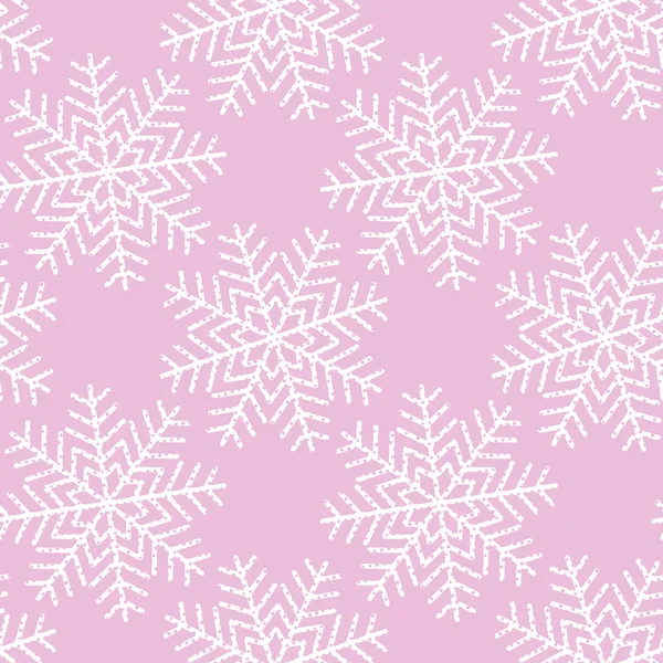 Vector christmas seamless pattern of white textured snowflakes on a pink background. Eps 10. — Stock Vector