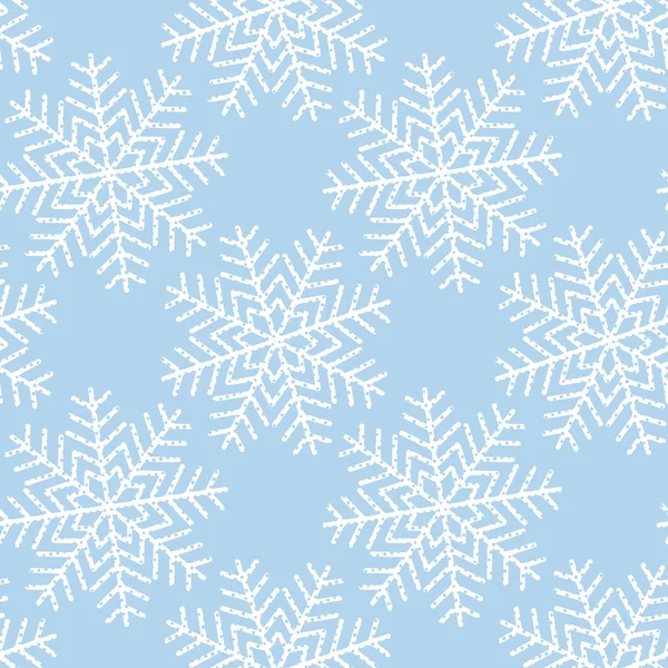 Vector christmas seamless pattern of white textured snowflakes on a blue background. Eps 10. — Stock Vector