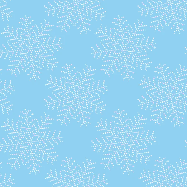 Vector christmas seamless pattern of light dotty snowflakes on a blue background. Eps 10. — Stock Vector