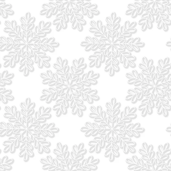 Vector Christmas seamless pattern with silver ornate snowflakes on a white background. Eps 10. — Stock Vector