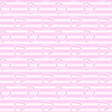Abstract baby seamless pattern of the stripes and hearts in pink. For a girl. Vector eps 10. clipart