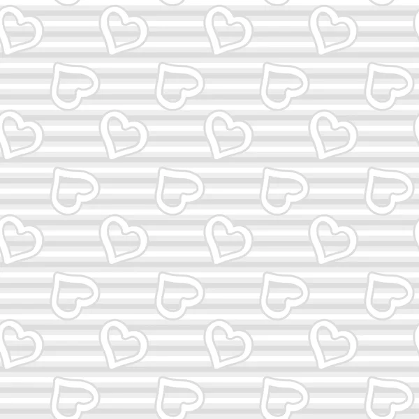 Abstract seamless pattern of the stripes and hearts in grayscale. Vector eps 10. — Stock Vector