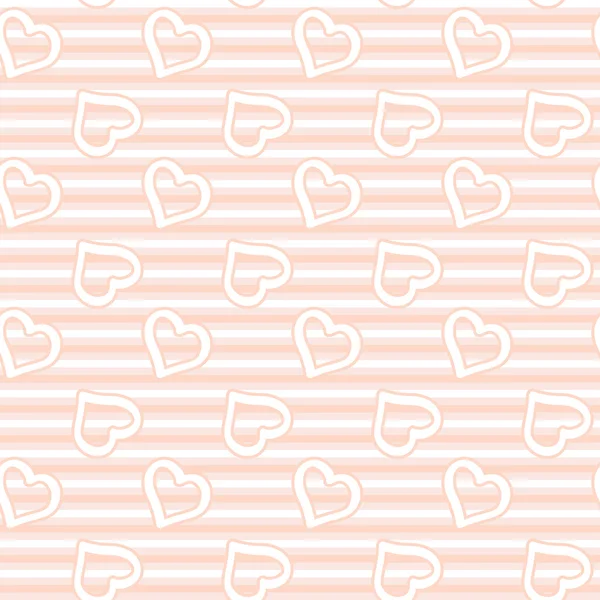 Abstract seamless pattern of the stripes and hearts in beige. Vector eps 10. — Stock Vector