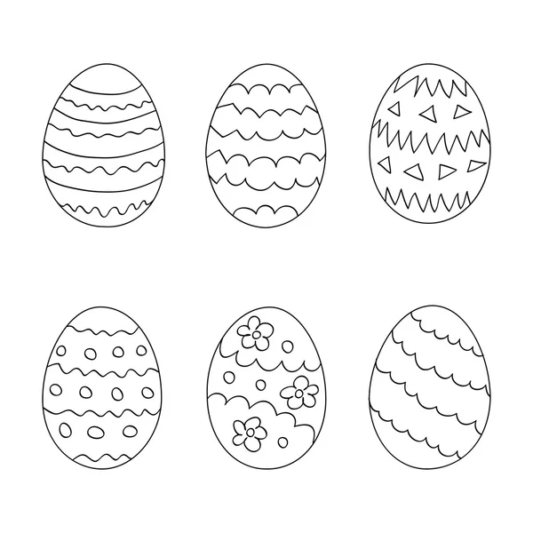 Ensemble de contours des œufs de Pâques sur fond blanc. Vecteur eps10 . — Image vectorielle