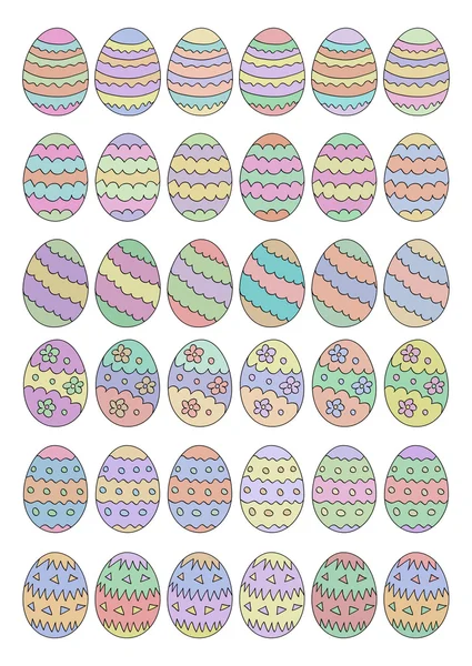 Set of contours of Easter eggs on a white background. Vector eps10. — Stock Vector