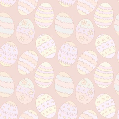 Pastel seamless modeli bej Paskalya yumurta ile. Vektör eps10.