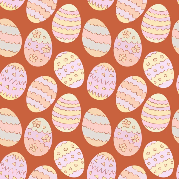 Modèle sans couture avec des œufs de Pâques sur un fond rouge foncé. Vecteur eps10 . — Image vectorielle