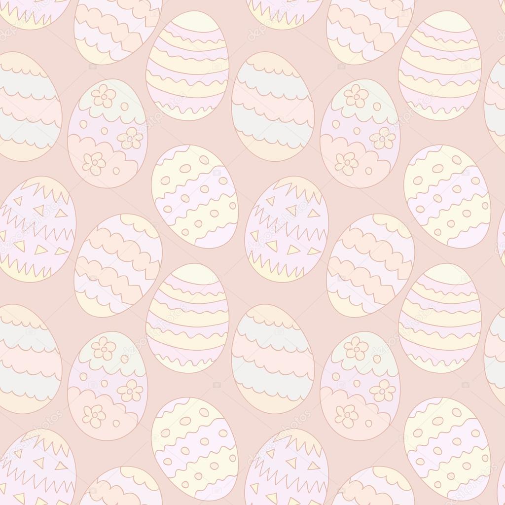 Pastel seamless pattern with Easter eggs in beige. Vector eps10.