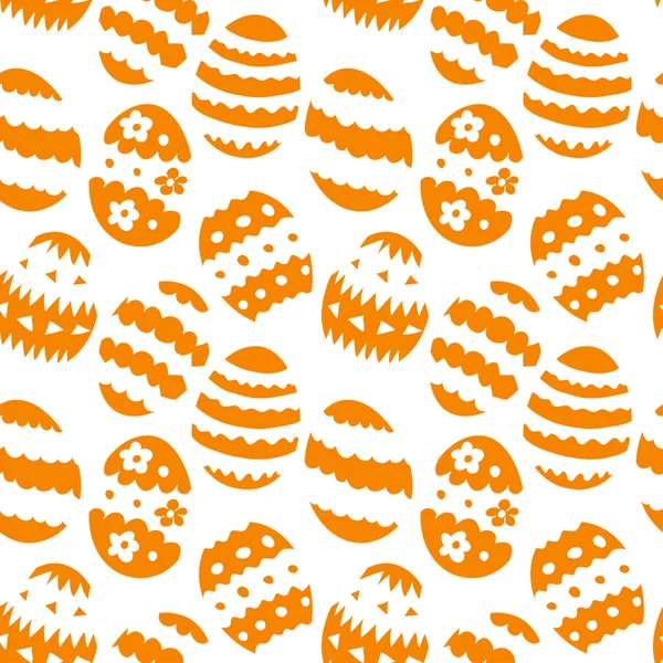 Modèle sans couture avec des contours d'oeufs de Pâques à motifs de couleurs orange et blanc sur un fond blanc. Vecteur eps10 . — Image vectorielle