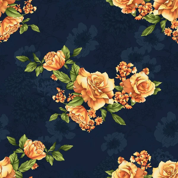 Schönes Blumenmuster Florales Nahtloses Allover Design Aquarellblume Geometrisches Textildesign Mit — Stockfoto