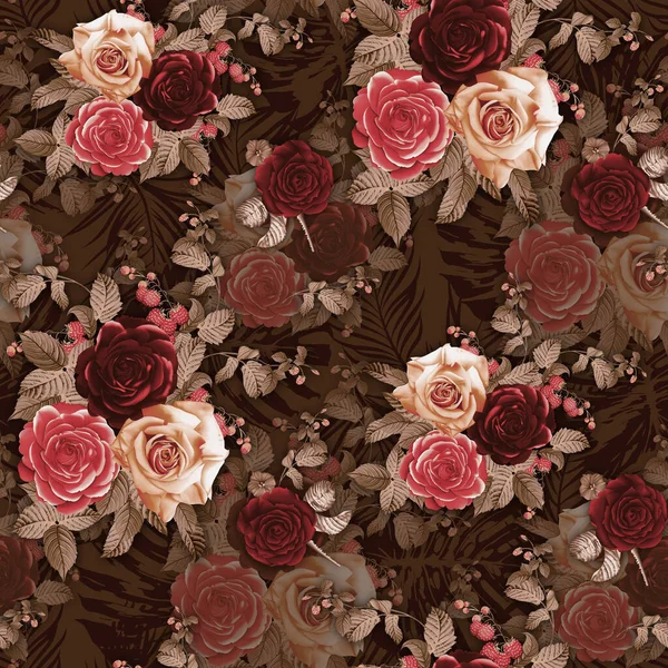 Beautiful Flower Pattern Floral Seamless Allover Design Watercolor Flower Geometric — Stock fotografie
