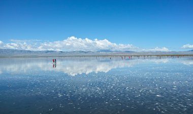 Chaka Qinghai Tuz Gölü sahne