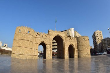jeddah, saudi arabia 28 december 2019 - photo of the old makkah gate, located in al-balad area, jeddah clipart