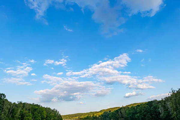 Cielo Azul Nublado Sobre Bosque Verano —  Fotos de Stock
