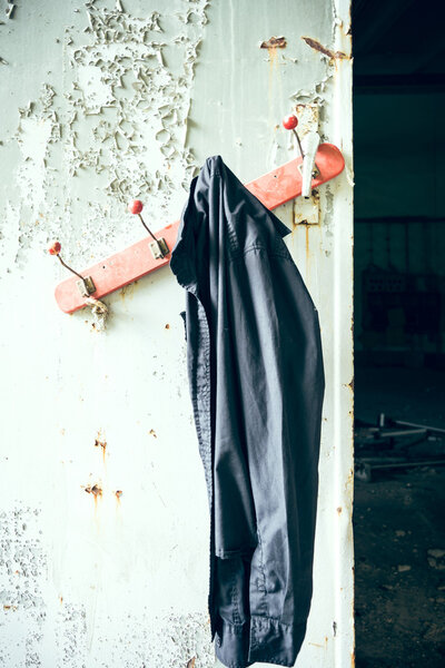 old clothes wardrobe with jacket