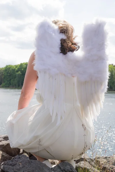 Angel woman from behind — Stock Photo, Image