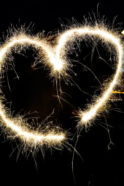 Sparklers heart art — Stock Photo, Image