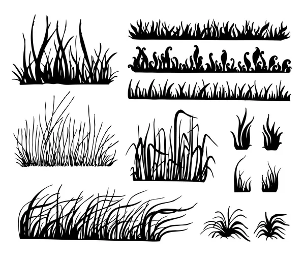 Vetor de grama, isolado em fundo branco, ilustração vetorial — Vetor de Stock
