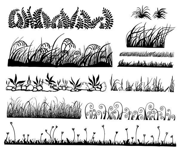 Vetor de grama, isolado em fundo branco, ilustração vetorial —  Vetores de Stock